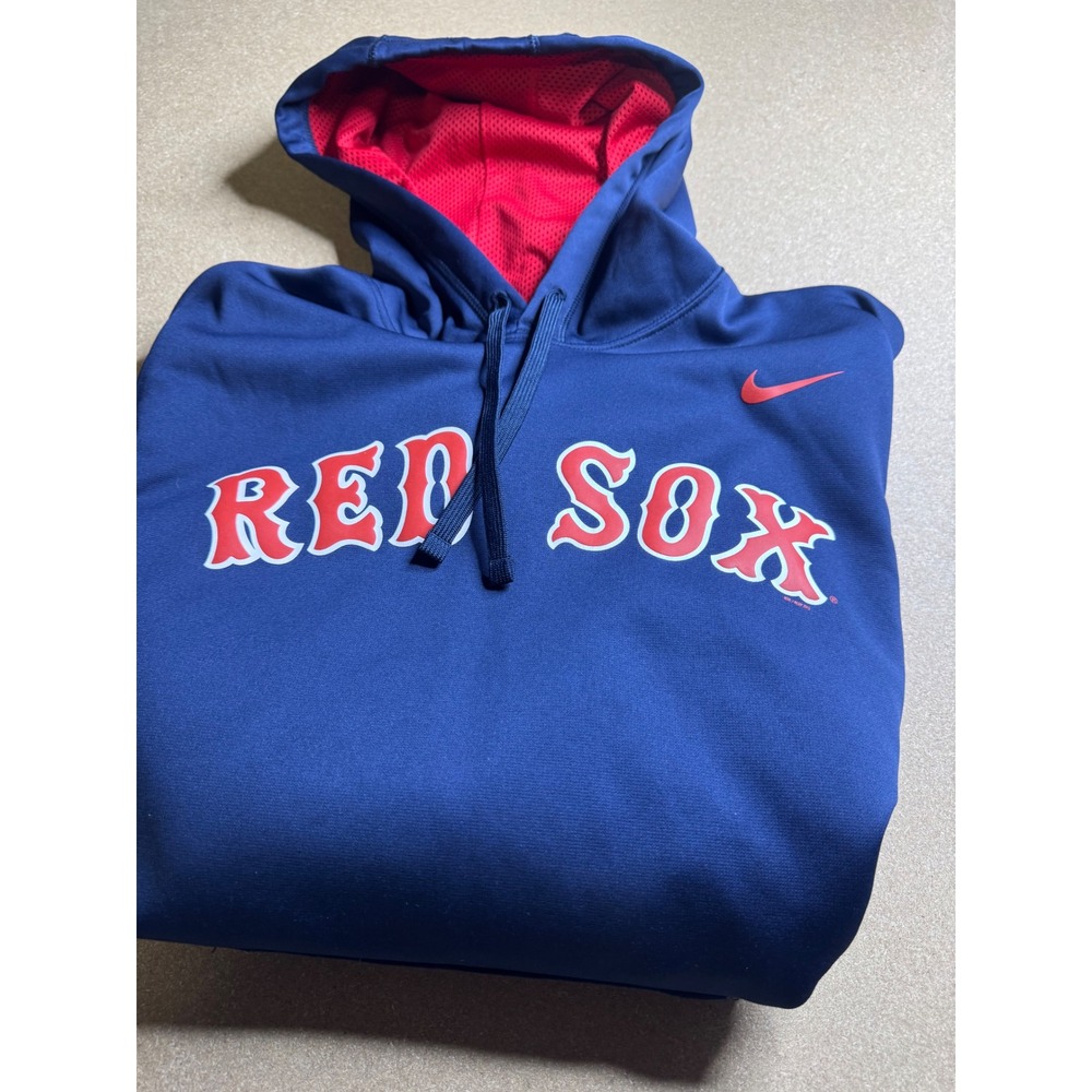 Nike Mens Boston Red Sox Therma-FIT Hoodie Navy Blue MLB Sweatshirt Large